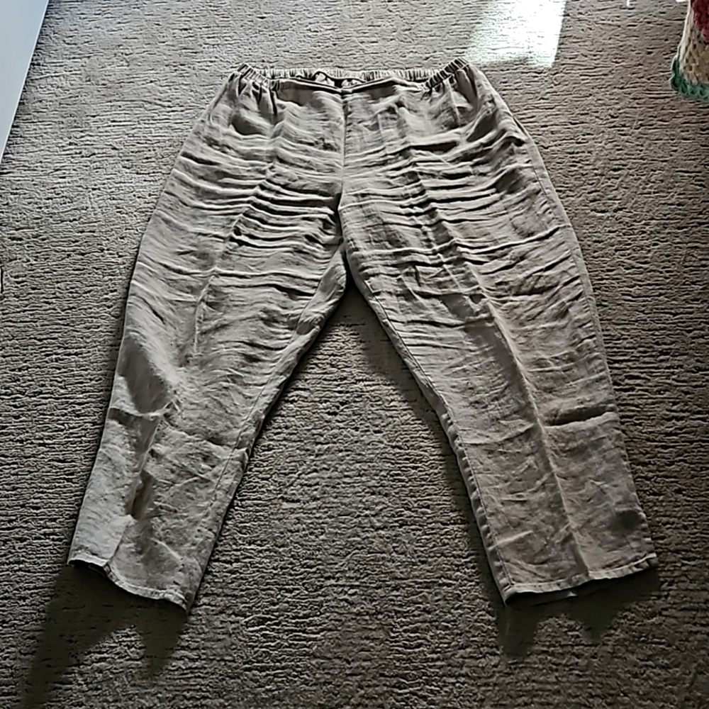 Flax VGUC slacks L linen light brown